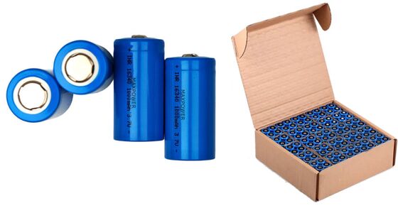 16340 3.7V 800mAh 950mAh 1000mAh batteries lithium-ion CR123A pour lampes de poche, ventilateurs, batteries cylindriques li-ion