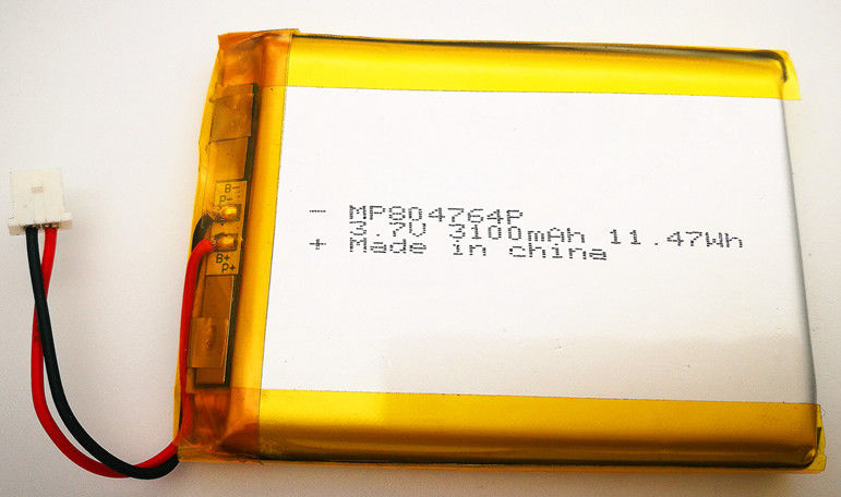 Paquet de batterie de polymère d'ion de lithium de 11,47 watts 804764 3100mah 3.7V avec le connecteur avec l'UL de CB de kc
